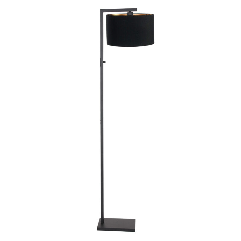 Zwarte vloerlamp Stang 7196ZW met schakelaar en zwart linnen kap