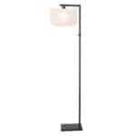 Stalen vloerlamp met witte stoffen lampenkap, modern design, perfect voor woon- en slaapkamerverlichting.