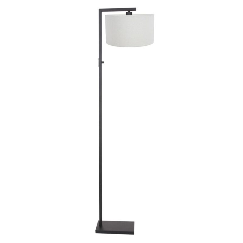Zwarte vloerlamp Stang 8218ZW met schakelaar en wit grof linnen kap - Afbeelding 2