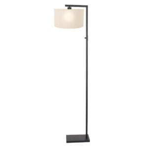Zwarte vloerlamp Stang 8218ZW met schakelaar en wit grof linnen kap