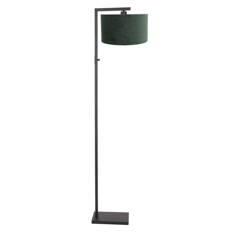 Zwarte vloerlamp Stang 8219ZW met schakelaar en groen velours kap - Afbeelding 2