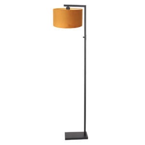 Zwarte vloerlamp Stang 8221ZW met schakelaar en goud velours kap
