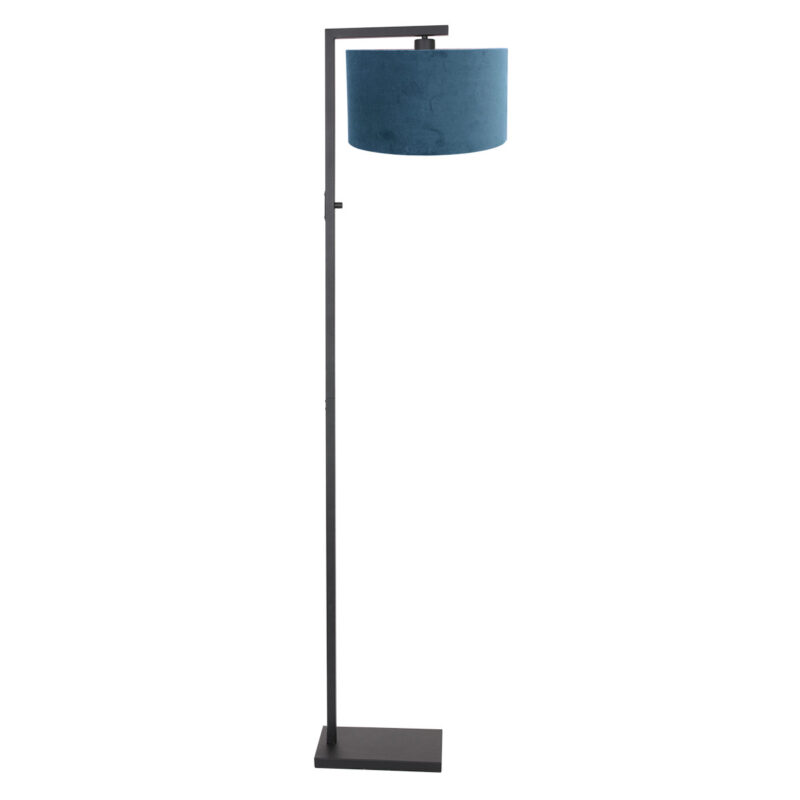 Zwarte vloerlamp Stang 8222ZW met schakelaar en blauw velours kap - Afbeelding 2