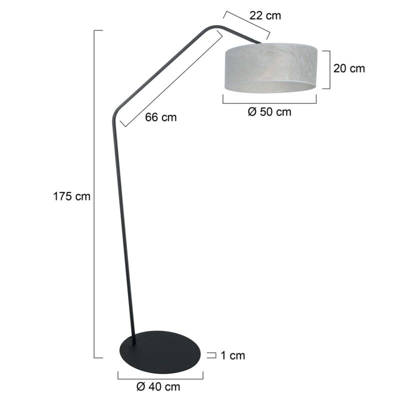 Zwarte vloerlamp Zig-Zag 4243ZW met zilver transparante Sizoflor kap – Uniek design en functioneel gebruik - Afbeelding 6