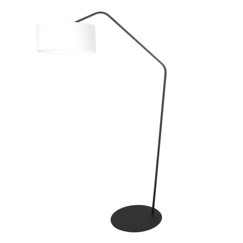Zwarte vloerlamp Zig-Zag 4244ZW met wit grof linnen kap – Uniek design en functioneel gebruik - Afbeelding 2