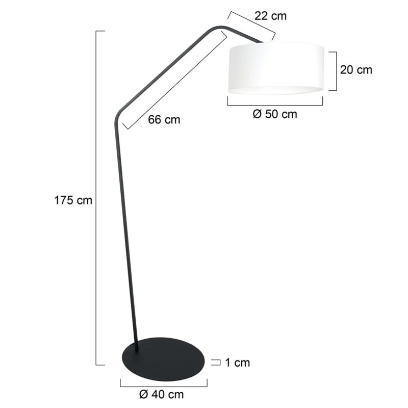 Zwarte vloerlamp Zig-Zag 4244ZW met wit grof linnen kap – Uniek design en functioneel gebruik - Afbeelding 6