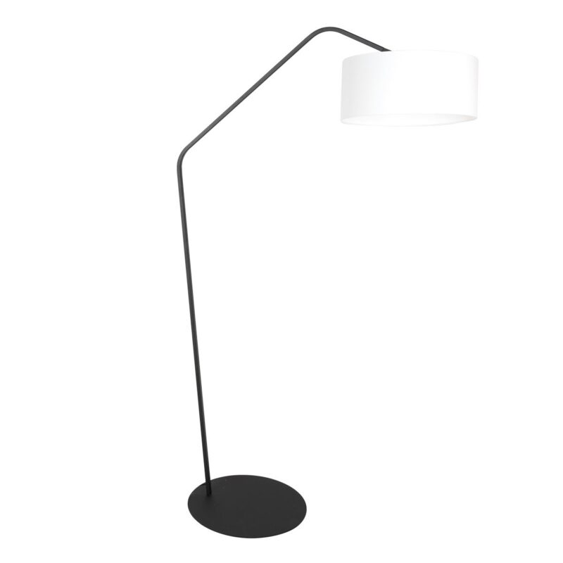 Zwarte vloerlamp Zig-Zag 4244ZW met wit grof linnen kap – Uniek design en functioneel gebruik