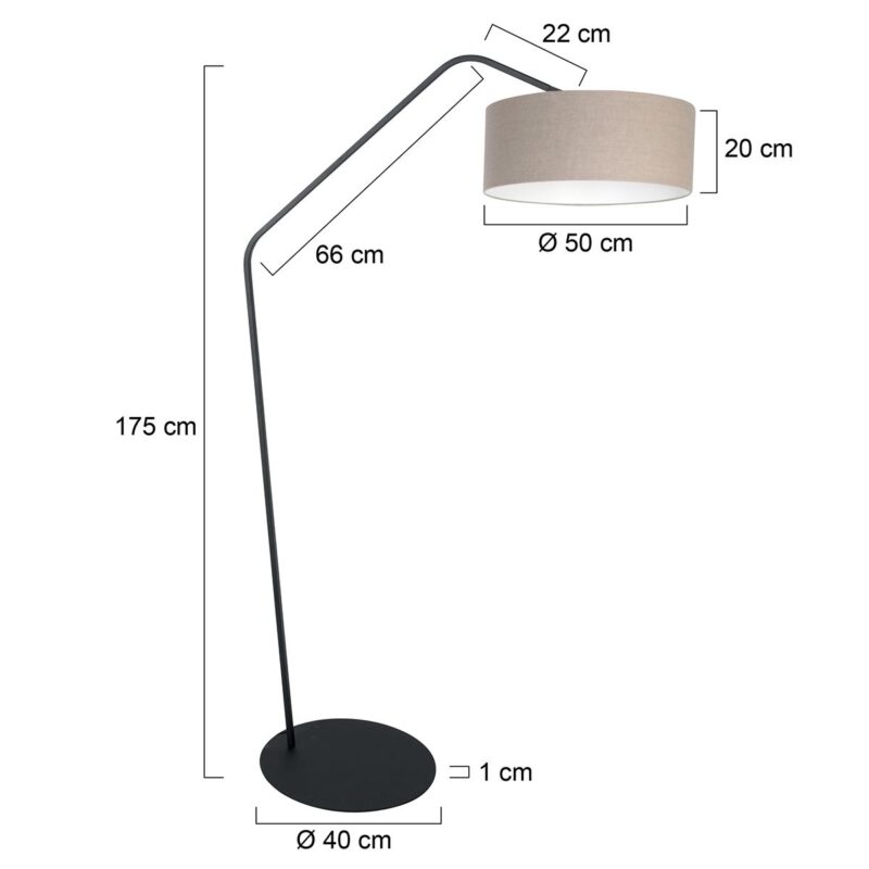 Lámpara de pie negra Zig-Zag 4245ZW con pantalla de lino grueso gris – Diseño único y uso funcional - Imagen 6