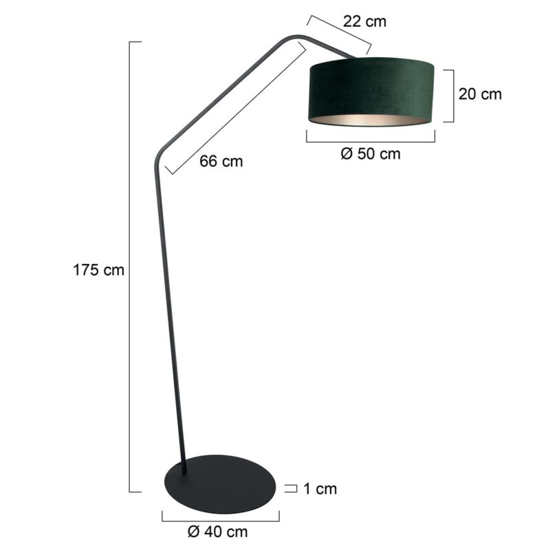Sort gulvlampe Zig-Zag 4246ZW med grøn fløjlsskærm – Unikt design og funktionel anvendelse - Billede 6