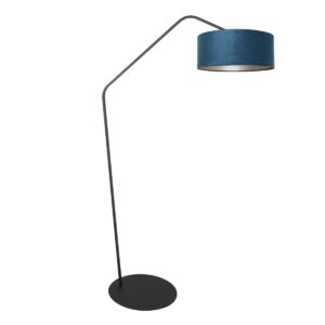 Sort gulvlampe Zig-Zag 4248ZW med blå fløjlsskærm – Unikt design og funktionel anvendelse