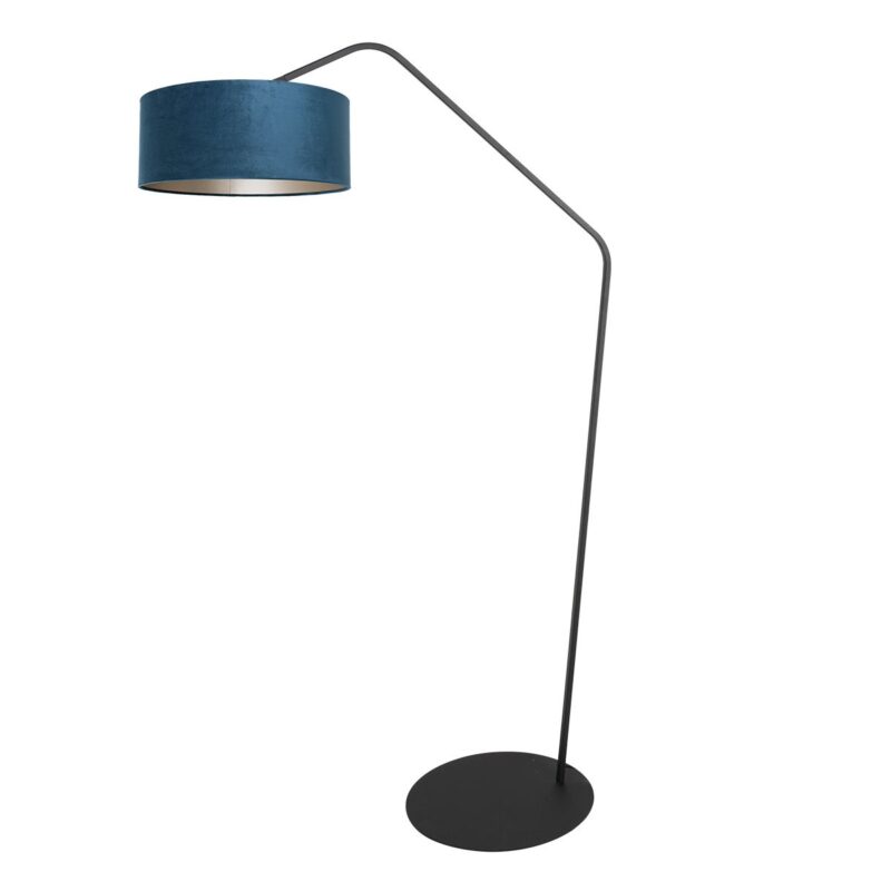 Zwarte vloerlamp Zig-Zag 4248ZW met blauw velours kap – Uniek design en functioneel gebruik - Afbeelding 2