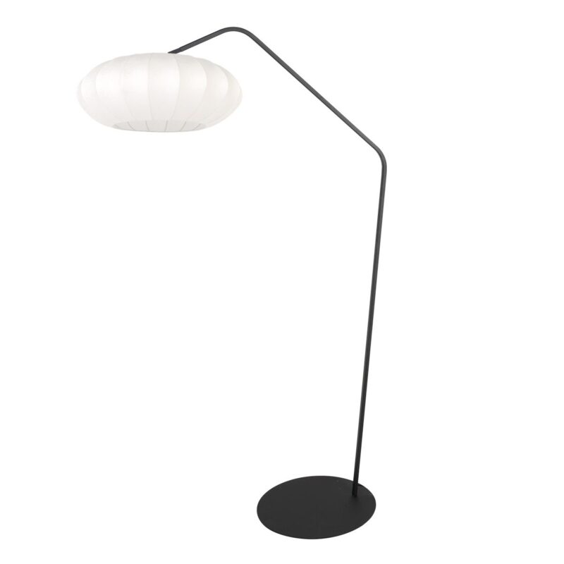 Zwarte vloerlamp Zig-Zag 4249ZW met wit zijden kap – Uniek design en functioneel gebruik - Afbeelding 2