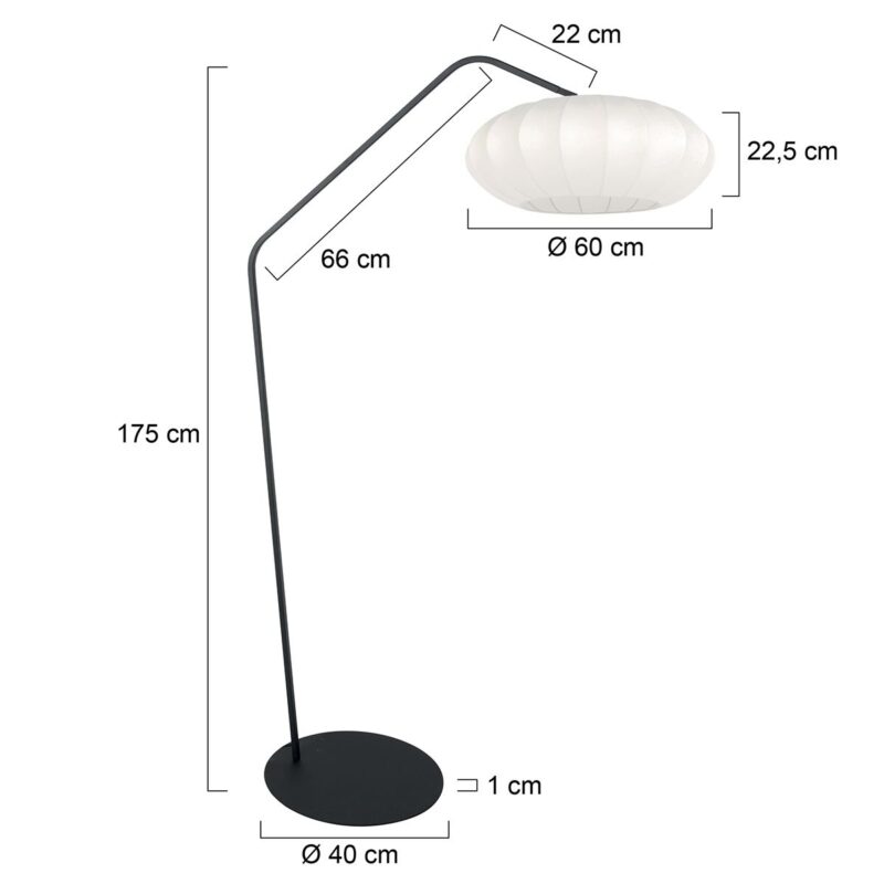 Zwarte vloerlamp Zig-Zag 4249ZW met wit zijden kap – Uniek design en functioneel gebruik - Afbeelding 6