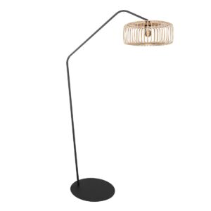 Zwarte vloerlamp Zig-Zag 4250ZW met naturelkleurige bamboe kap – Uniek design en functioneel gebruik