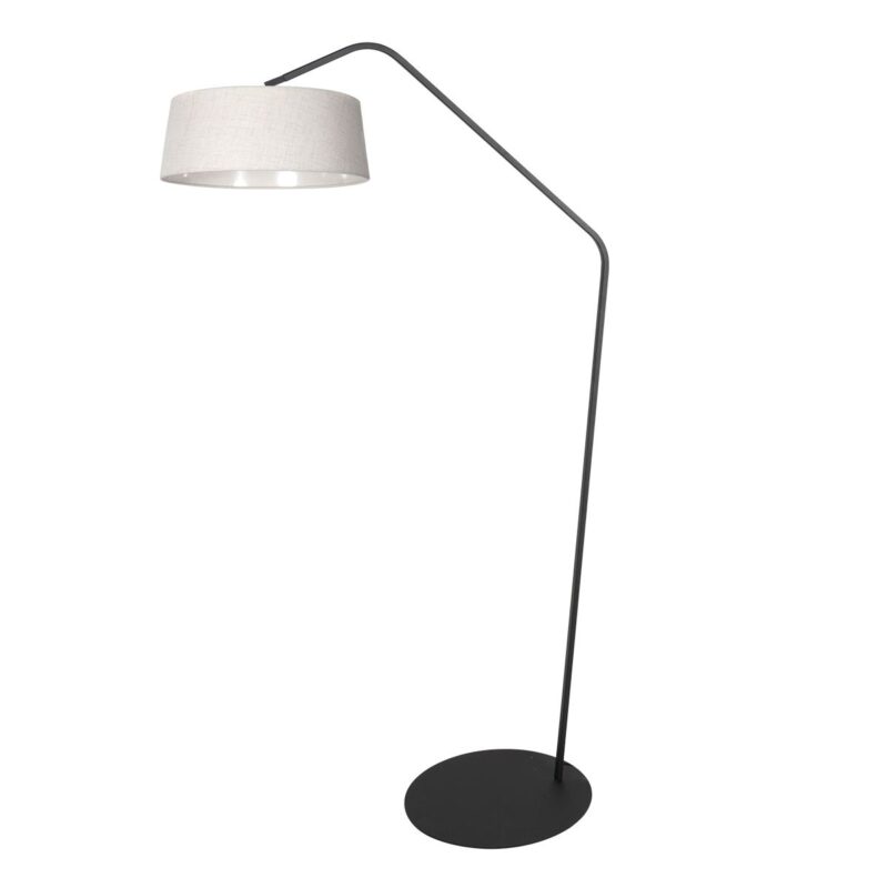 Zwarte vloerlamp Zig-Zag 4253ZW met wit linnen kap – Uniek design en functioneel gebruik - Afbeelding 2