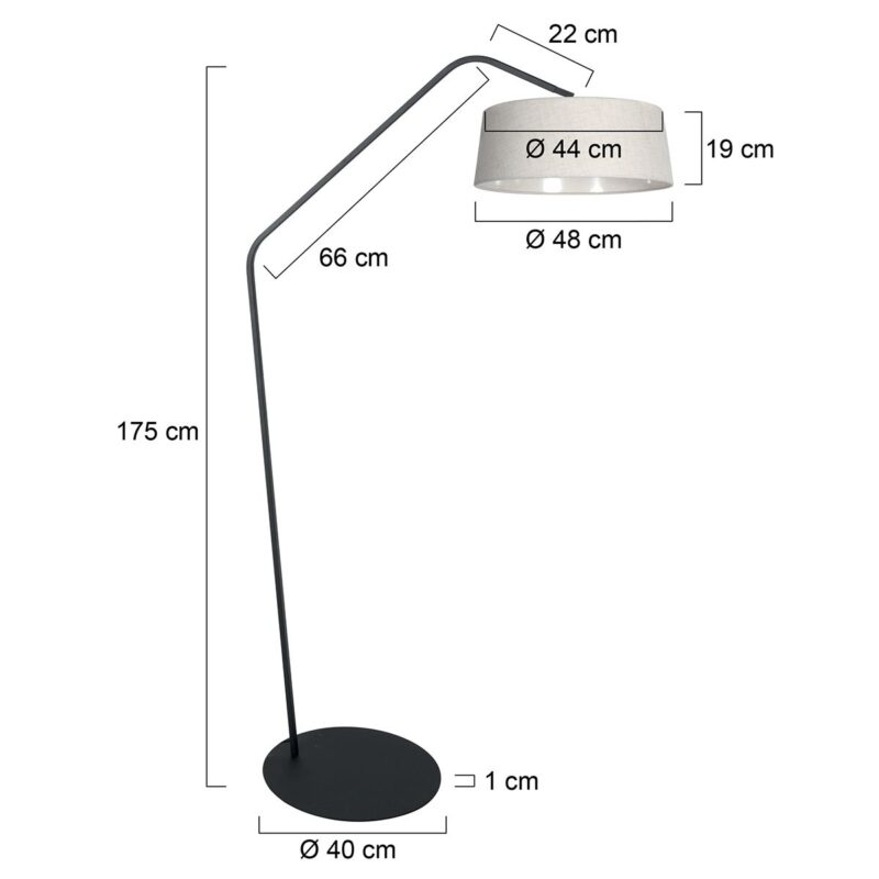 Zwarte vloerlamp Zig-Zag 4253ZW met wit linnen kap – Uniek design en functioneel gebruik - Afbeelding 6