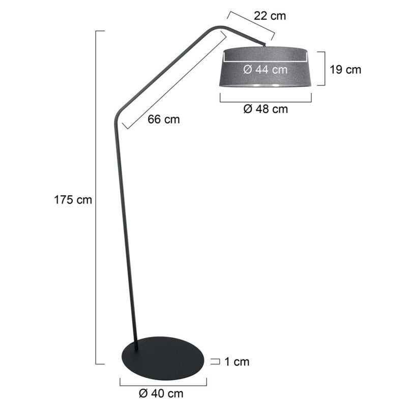 Black floor lamp Zig-Zag 4254ZW with gray linen shade – Unique design and functional use - Image 6