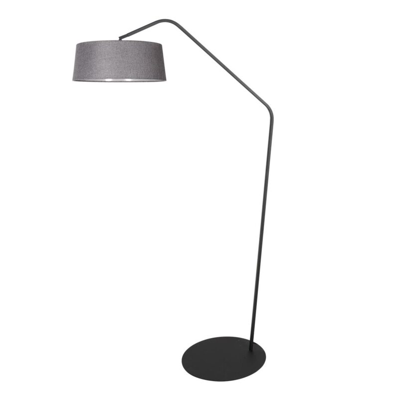Zwarte vloerlamp Zig-Zag 4254ZW met grijs linnen kap – Uniek design en functioneel gebruik - Afbeelding 2