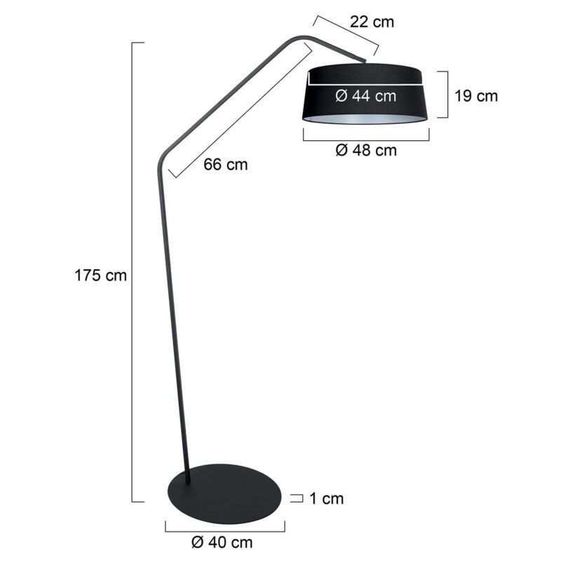 Sort gulvlampe Zig-Zag 4255ZW med sort linnedskærm – Unikt design og funktionel anvendelse - Billede 6