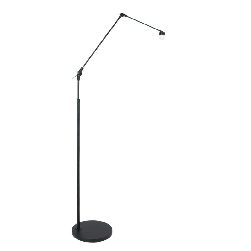 Zwarte vloerlamp / booglamp Prestige Chic 3793ZW met naturel gras kap - Afbeelding 9
