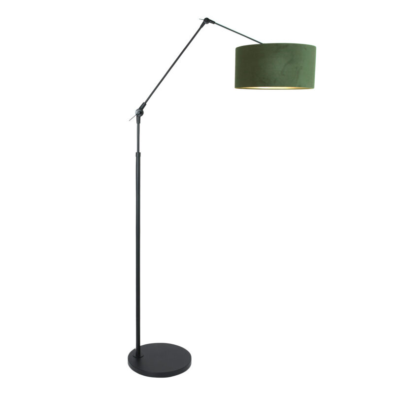 Zwarte vloerlamp / booglamp Prestige Chic 8115ZW met groen velours kap - Afbeelding 2