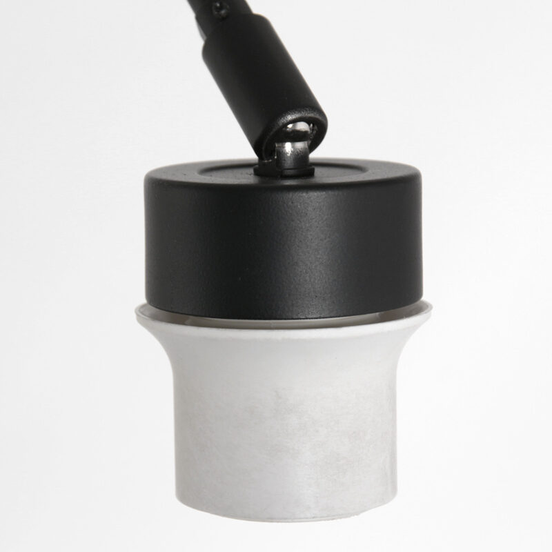 Zwarte vloerlamp / booglamp Prestige Chic 8185ZW met grijs grof linnen kap - Afbeelding 3