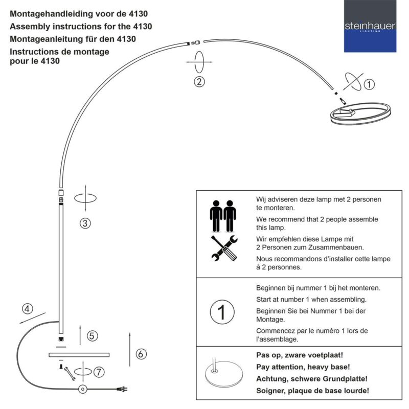 Zwarte vloerlamp / booglamp Ringlux 4130ZW 4000 Lumen - Afbeelding 8