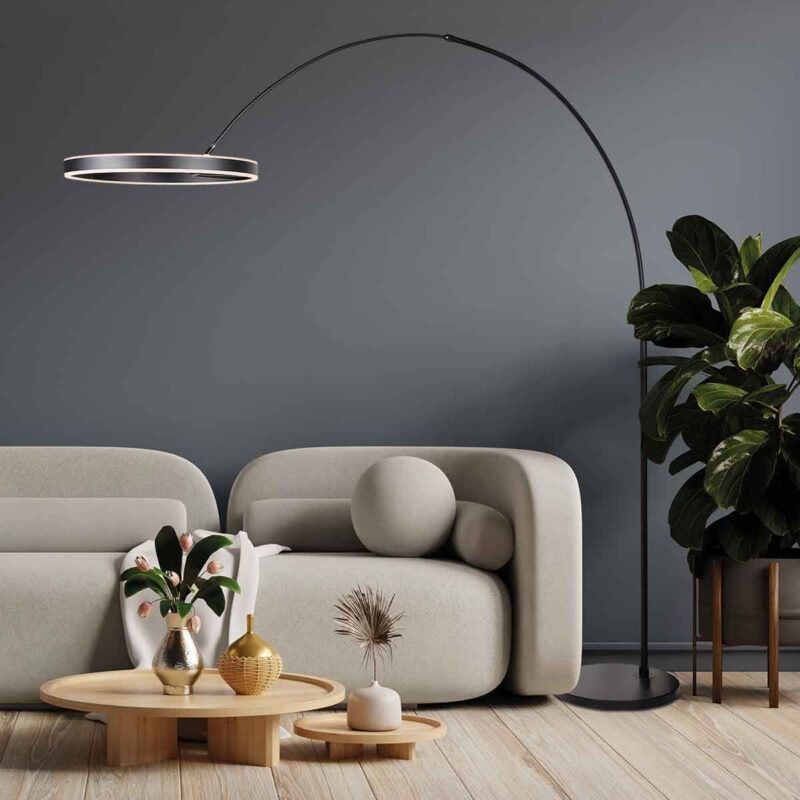 Zwarte vloerlamp / booglamp Ringlux 4130ZW 4000 Lumen - Afbeelding 3