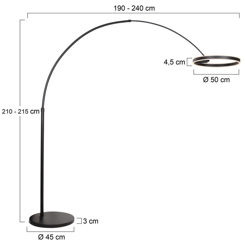 Zwarte vloerlamp / booglamp Ringlux 4130ZW 4000 Lumen - Afbeelding 7