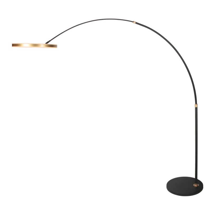 Zwarte vloerlamp / booglamp Ringlux met goudkleurige details 4130GO 4000 Lumen - Afbeelding 2