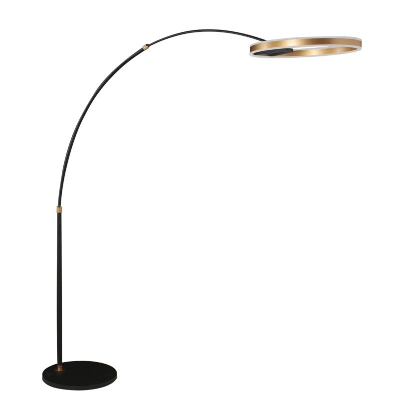 Zwarte vloerlamp / booglamp Ringlux met goudkleurige details 4130GO 4000 Lumen - Afbeelding 15