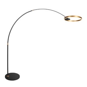 Zwarte vloerlamp / booglamp Ringlux met goudkleurige details 4130GO 4000 Lumen