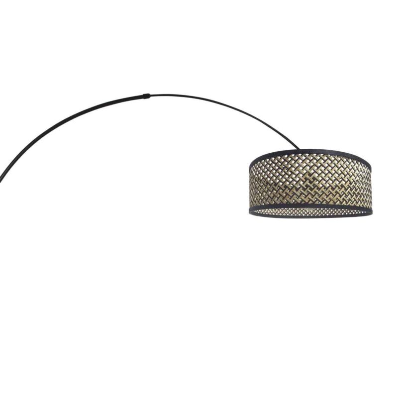 Zwarte vloerlamp / booglamp Sparkled Light 3788ZW met zwart blank bamboe kap - Afbeelding 16