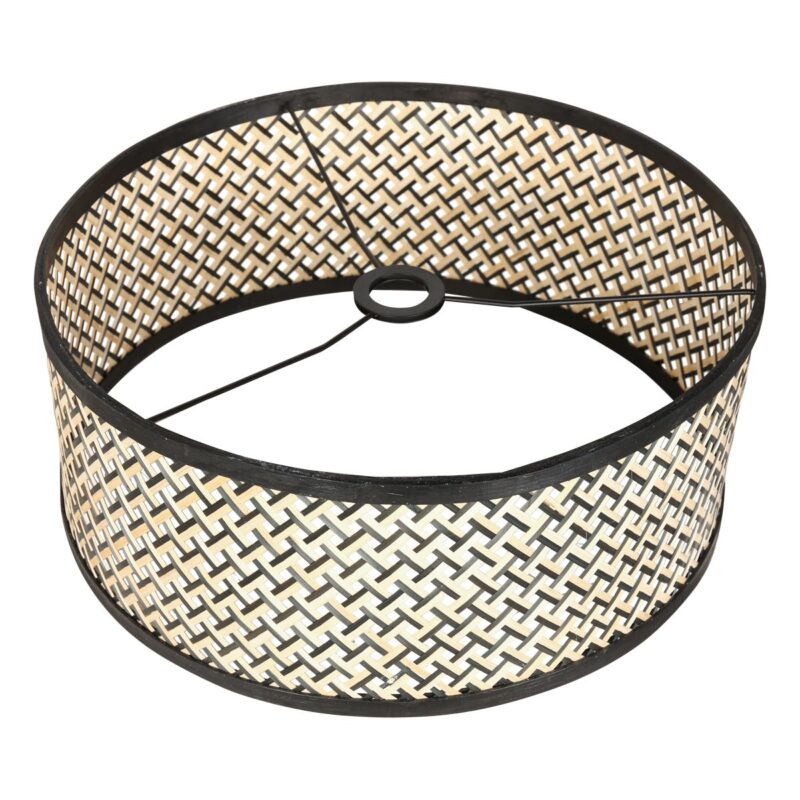 Zwarte vloerlamp / booglamp Sparkled Light 3788ZW met zwart blank bamboe kap - Afbeelding 6