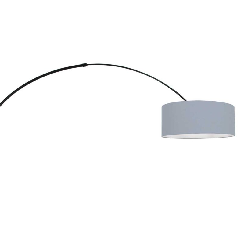 Zwarte vloerlamp / booglamp Sparkled Light 3929ZW met blauw grof linnen kap - Afbeelding 14