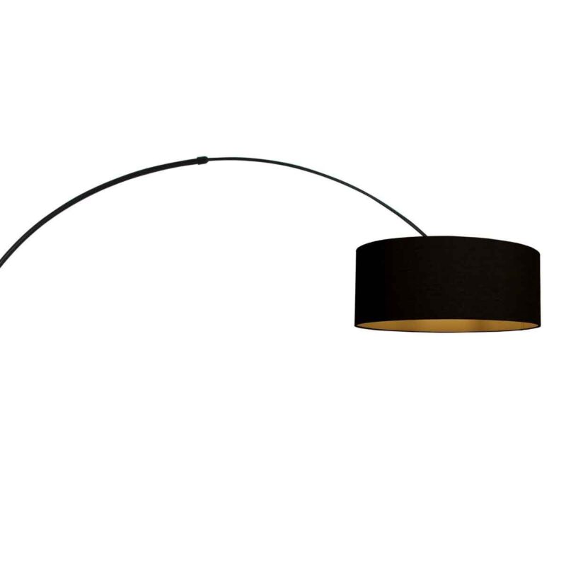 Zwarte vloerlamp / booglamp Sparkled Light 3965ZW inclusief zwarte kap met goudkleurige binnenkant. - Afbeelding 14