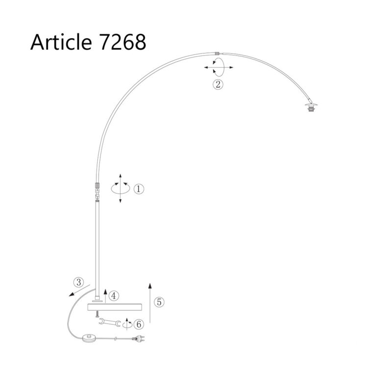 Zwarte vloerlamp / booglamp Sparkled Light 7268ZW zonder kap - Afbeelding 9