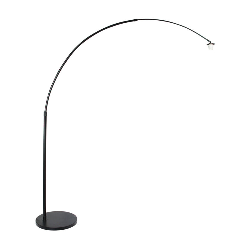 Zwarte vloerlamp / booglamp Sparkled Light 7507ZW met blank bamboe kap - Afbeelding 3