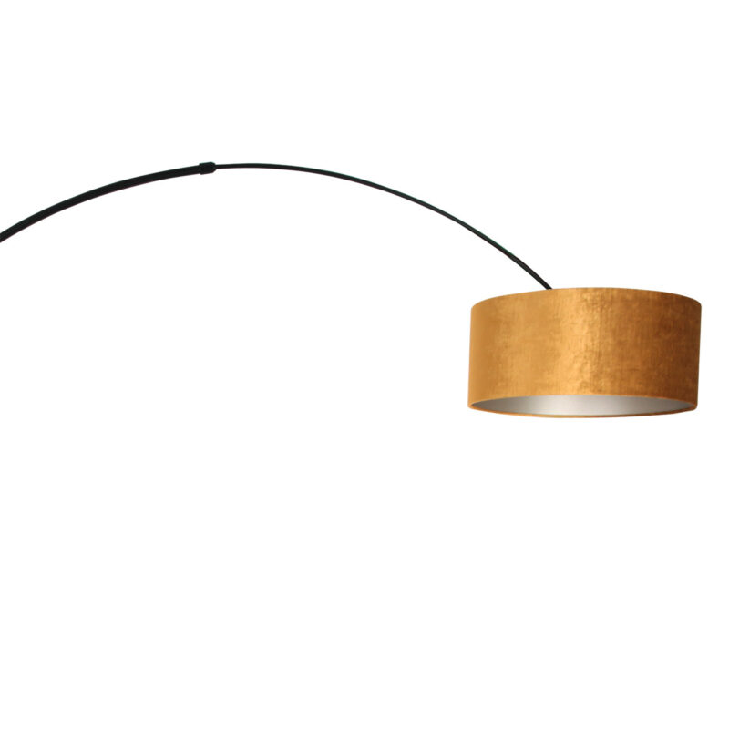 Zwarte vloerlamp / booglamp Sparkled Light 8129ZW met goud velours kap - Afbeelding 15