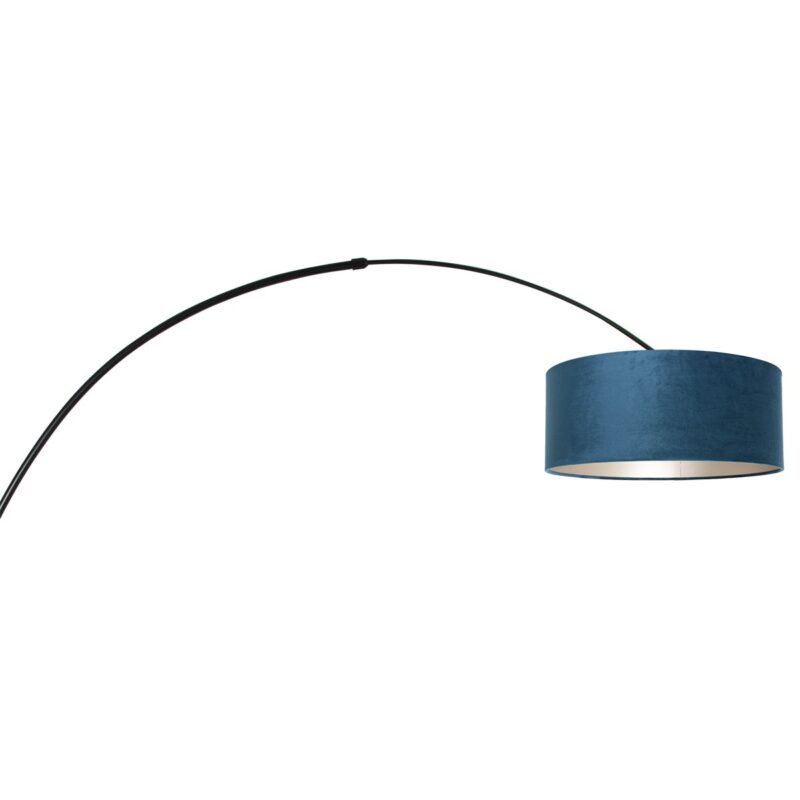 Zwarte vloerlamp / booglamp Sparkled Light 8242ZW met blauw velours kap - Afbeelding 15