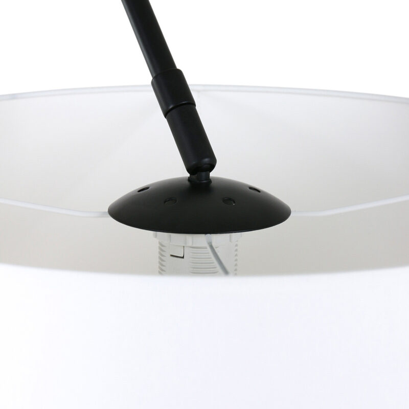 Zwarte vloerlamp / booglamp Sparkled Light 9828ZW met wit linnen taps toelopende kap - Afbeelding 15