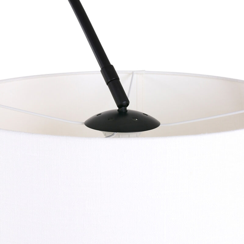 Zwarte vloerlamp / booglamp Sparkled Light 9829ZW met wit taps toelopende linnen kap - Afbeelding 15