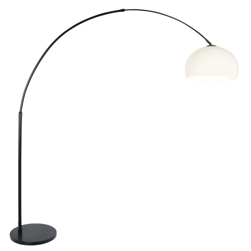 Zwarte vloerlamp / booglamp Sparkled Light 9831ZW met wit kunststof bol kap - Afbeelding 2