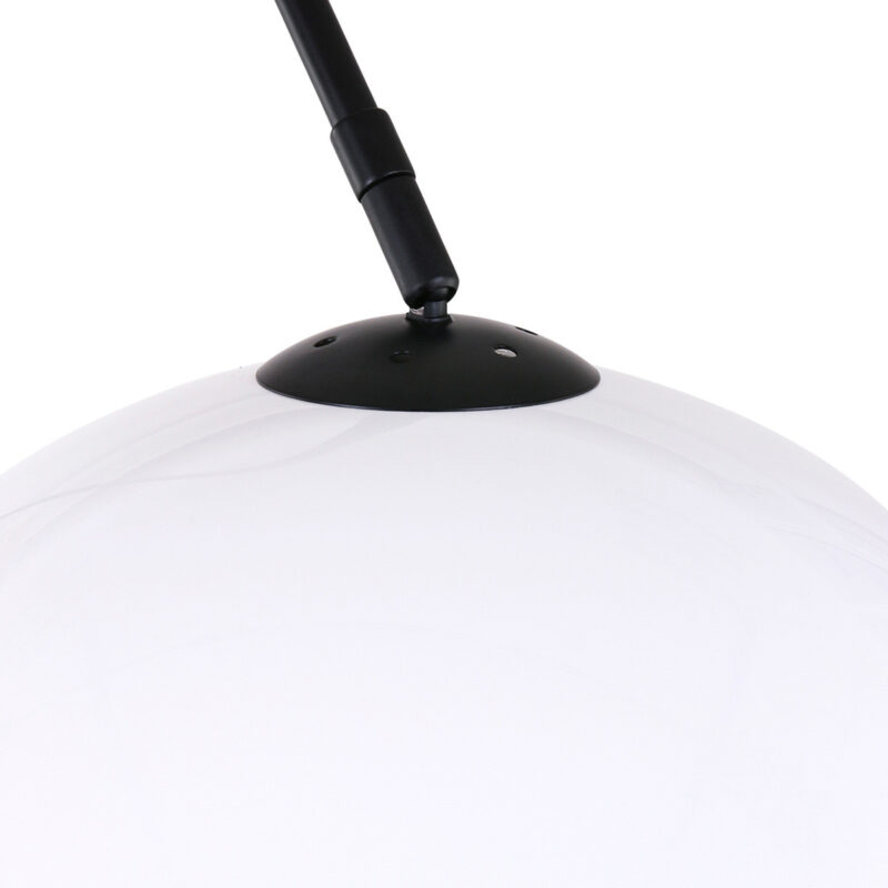 Zwarte vloerlamp / booglamp Sparkled Light 9831ZW met wit kunststof bol kap - Afbeelding 15