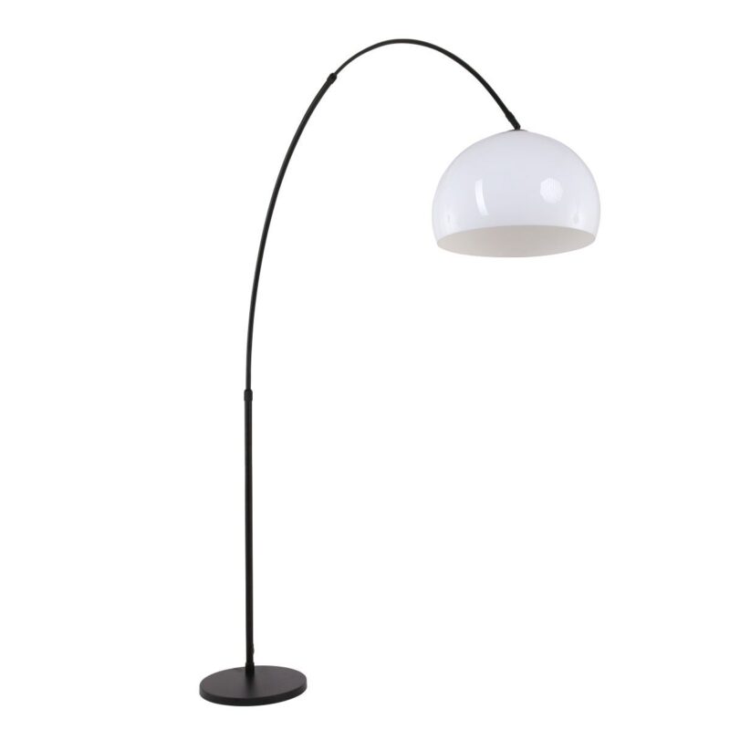 Zwarte vloerlamp / booglamp Sparkled Light 9831ZW met wit kunststof bol kap - Afbeelding 16
