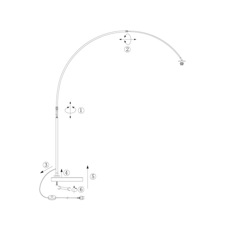 Zwarte vloerlamp / booglamp Sparkled Light 9832ZW met wit linnen kap - Afbeelding 9