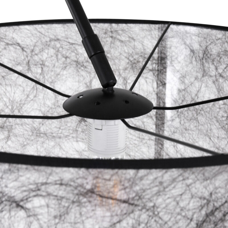 Zwarte vloerlamp / booglamp Sparkled Light 9834ZW met Sizoflor zwart transparante kap - Afbeelding 15