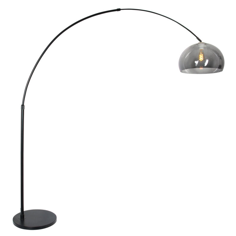 Zwarte vloerlamp / booglamp Sparkled Light 9878ZW met grijs kunststof bol - Afbeelding 2