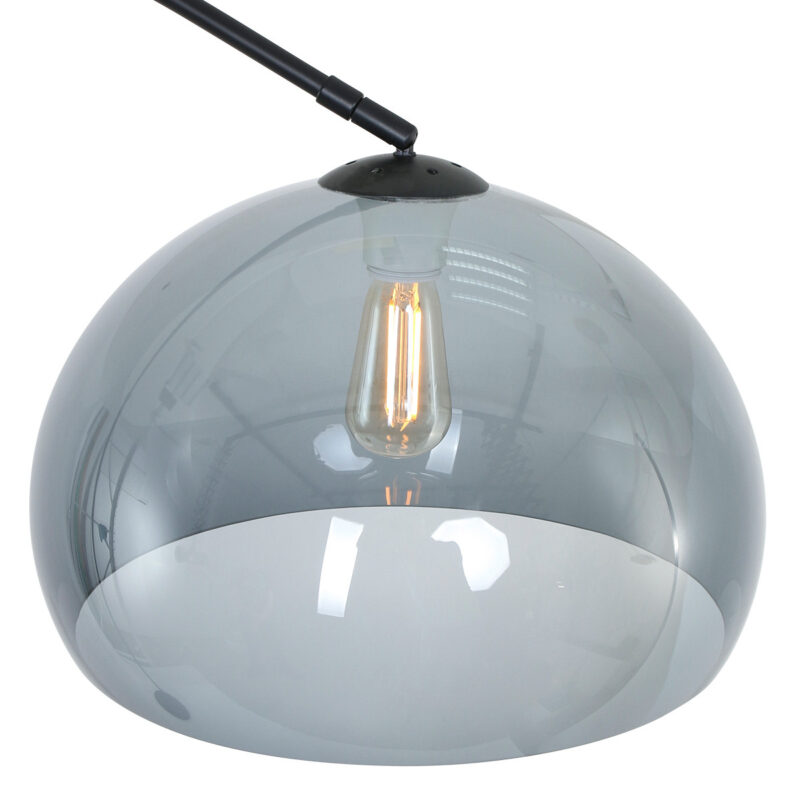 Zwarte vloerlamp / booglamp Sparkled Light 9878ZW met grijs kunststof bol - Afbeelding 15