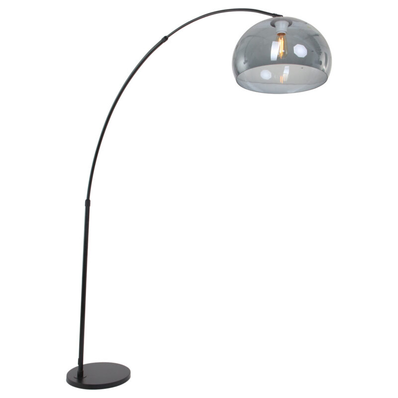 Zwarte vloerlamp / booglamp Sparkled Light 9878ZW met grijs kunststof bol - Afbeelding 16